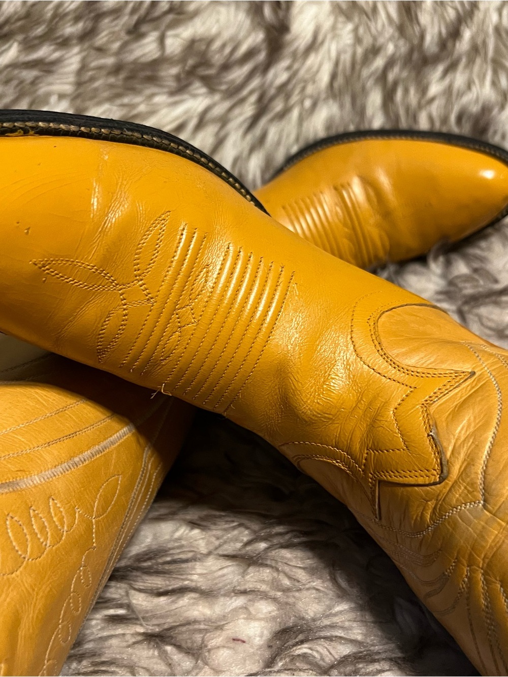 Tony Lama BLK Label women 17in Tall Western Boots in Mustard tone, Sz 5.5 B - Picture 13 of 13